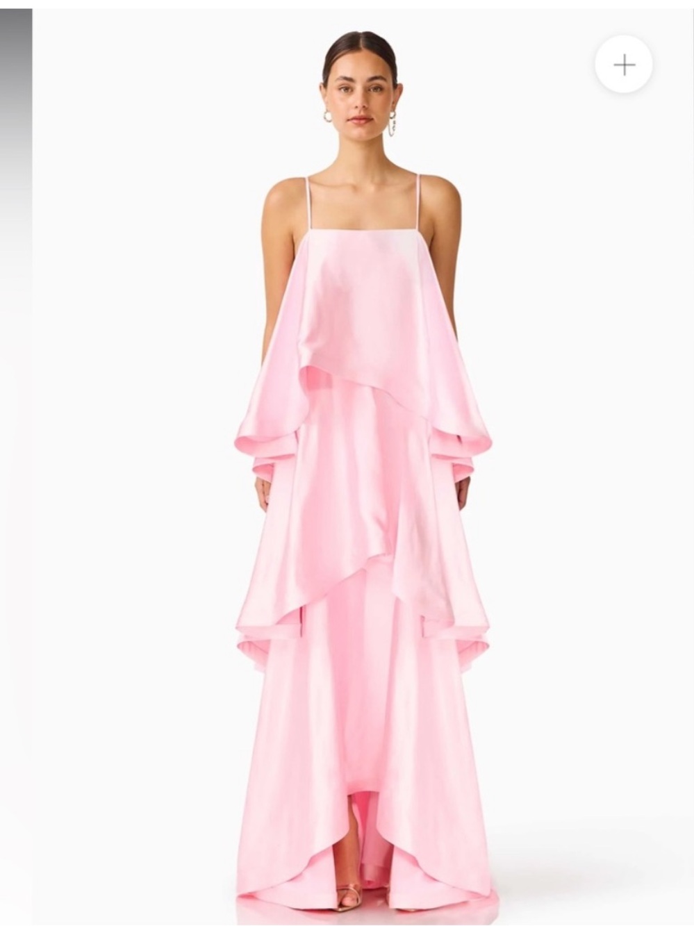 elliatt tilly pale pink tiered oversized ruffle flared maxi gown dress small NEW - Picture 14 of 14